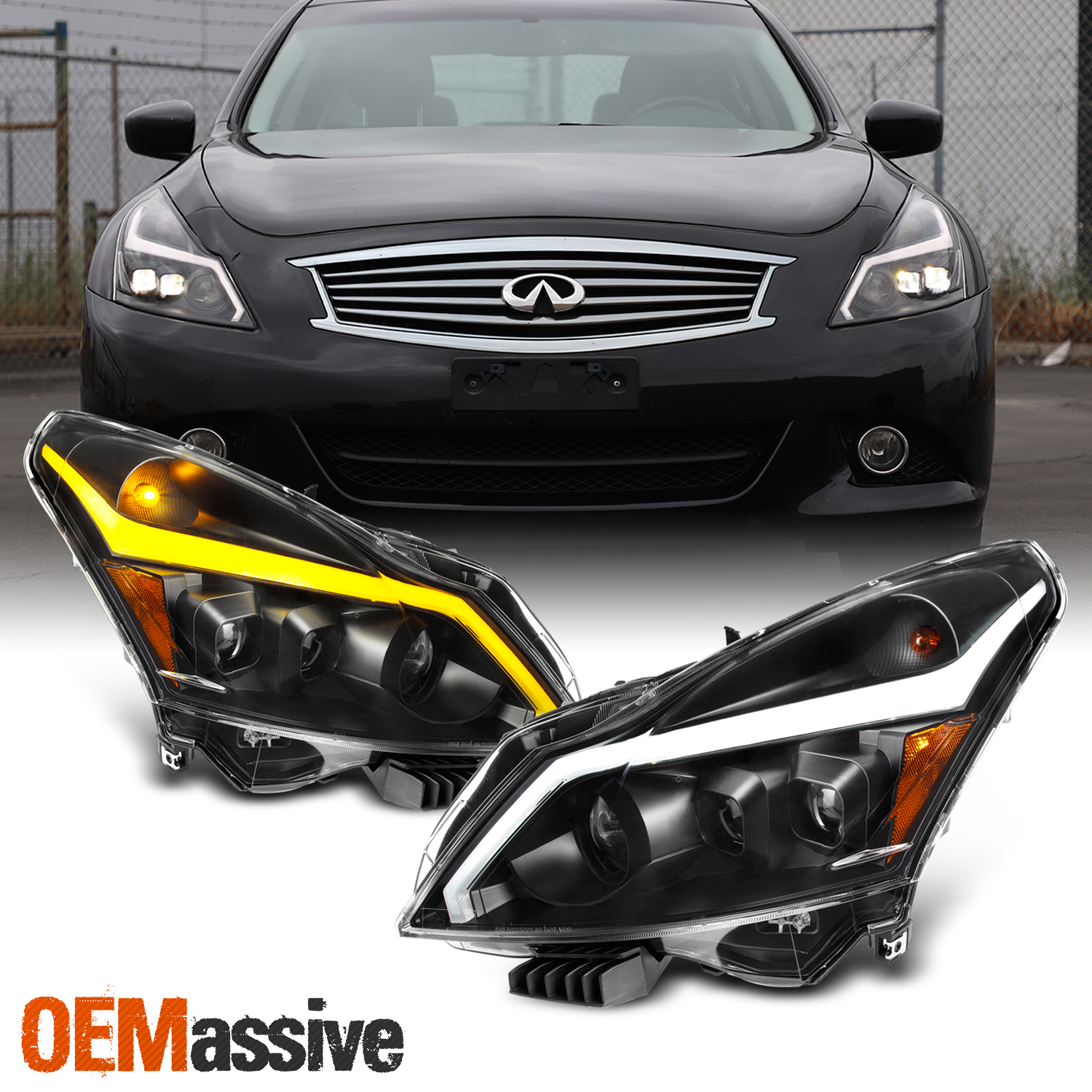 [Black]Fits 1013 G37/G25/Q40 Sedan Switchback LED Signal Projector